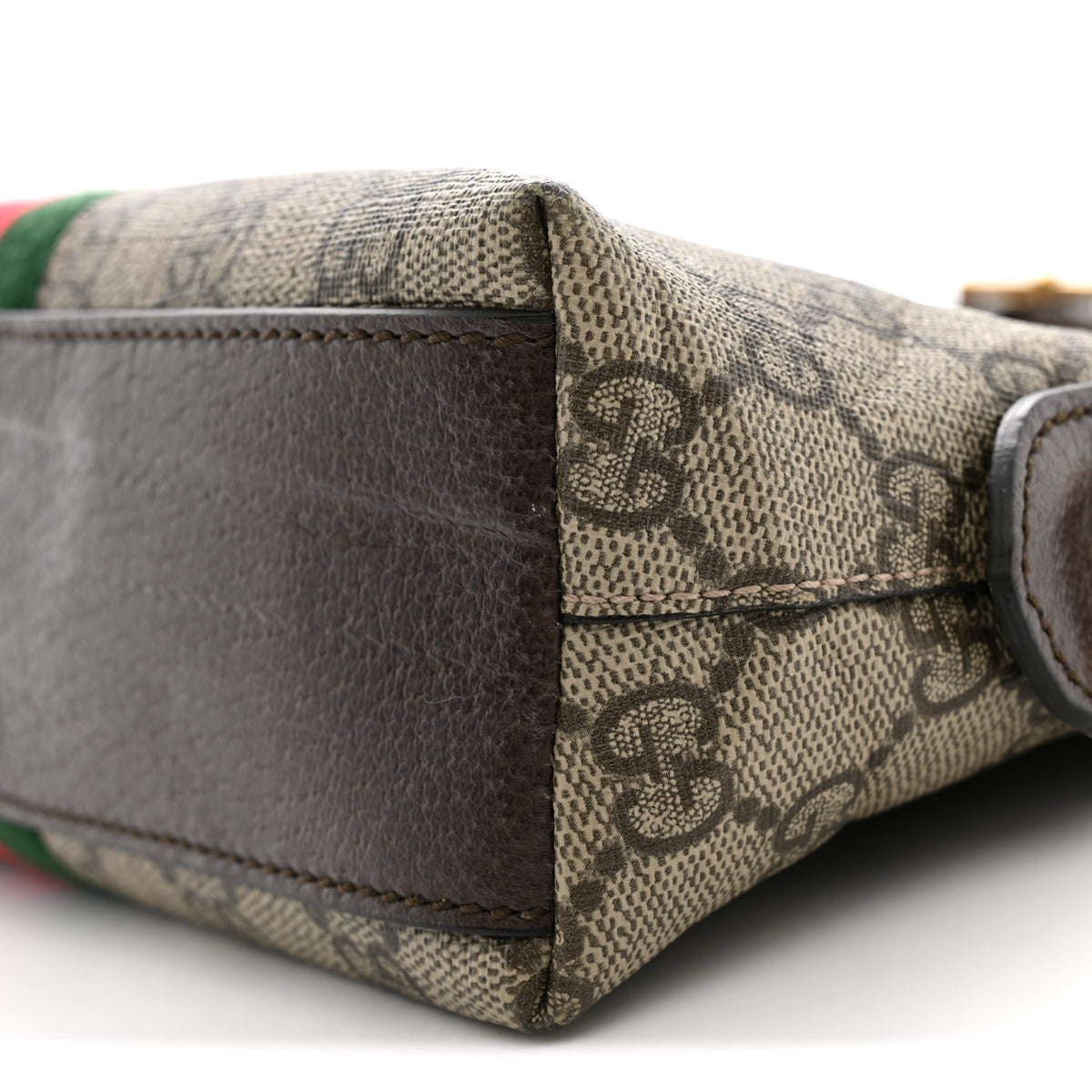 GG Supreme Monogram Textured Dollar Calfskin Web Small Ophidia Dome Shoulder Bag Beige Ebony New Acero