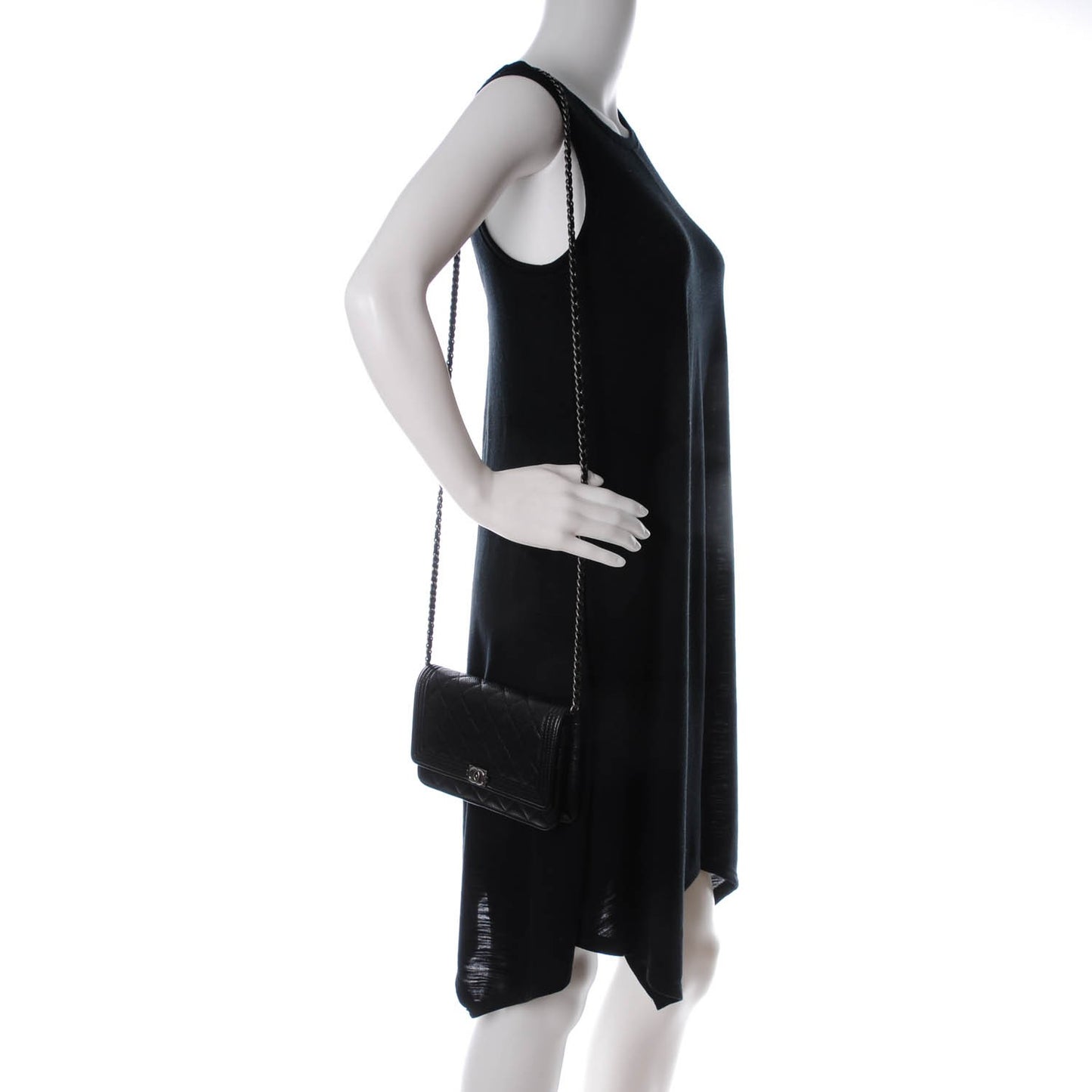 Caviar Quilted Boy Wallet On Chain WOC Black