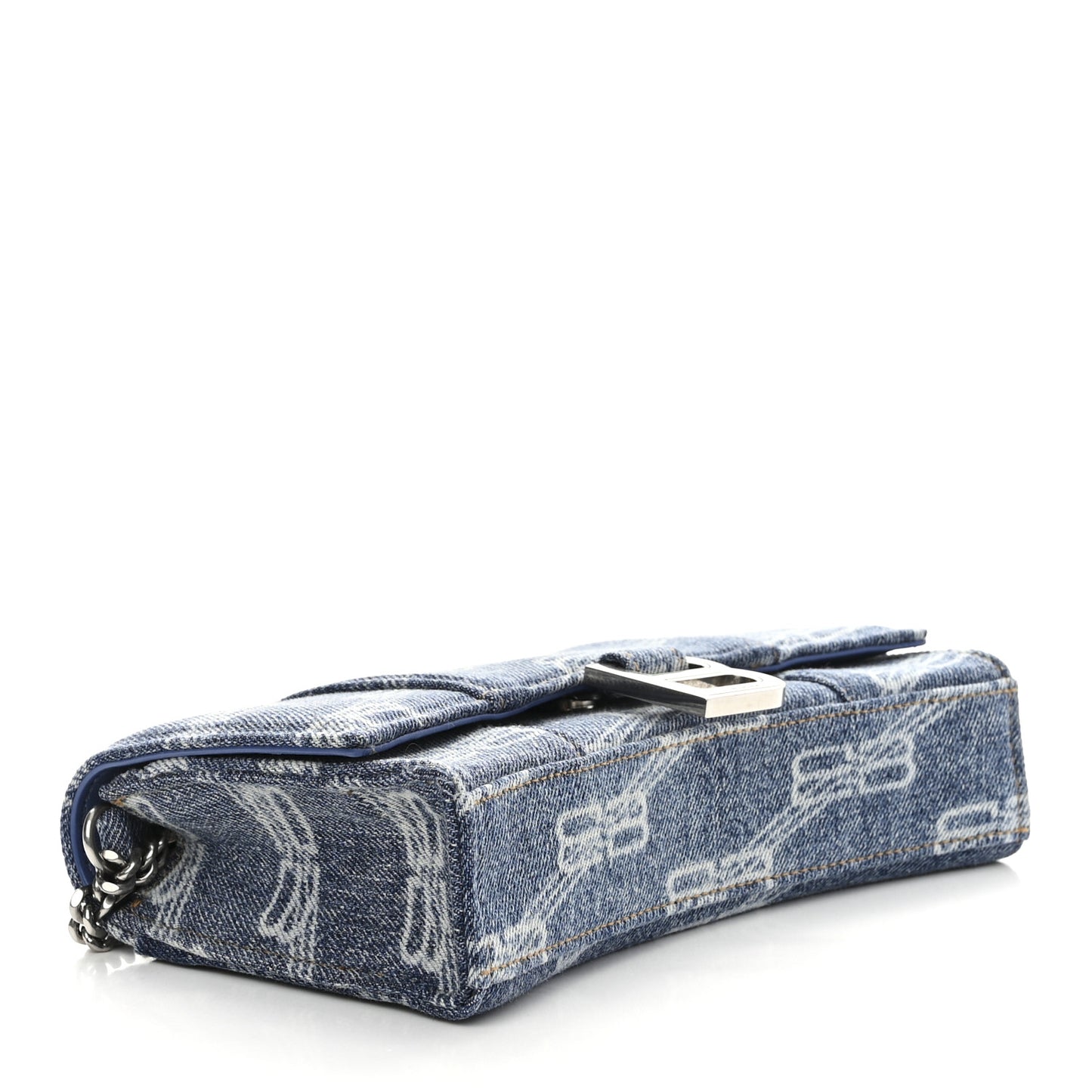 Denim BB Monogram Hourglass Chain Bag Blue