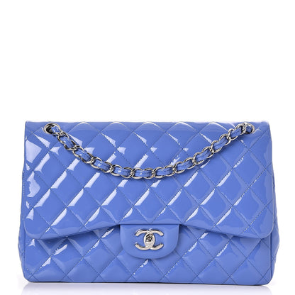 Chanel Patent Quilted Jumbo Double Flap Blue 1 of 7