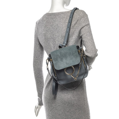Chloe Suede Calfskin Small Faye Backpack Cloudy Blue 3 of 8