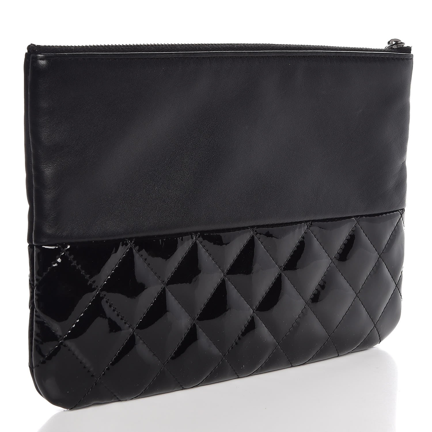 Chanel Lambskin Patent Quilted Medium Cosmetic Case Black 3 of 6
