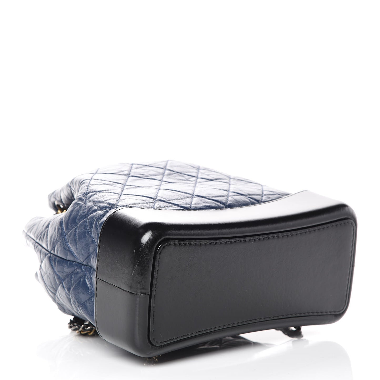 Aged Calfskin Quilted Gabrielle Backpack Navy Black