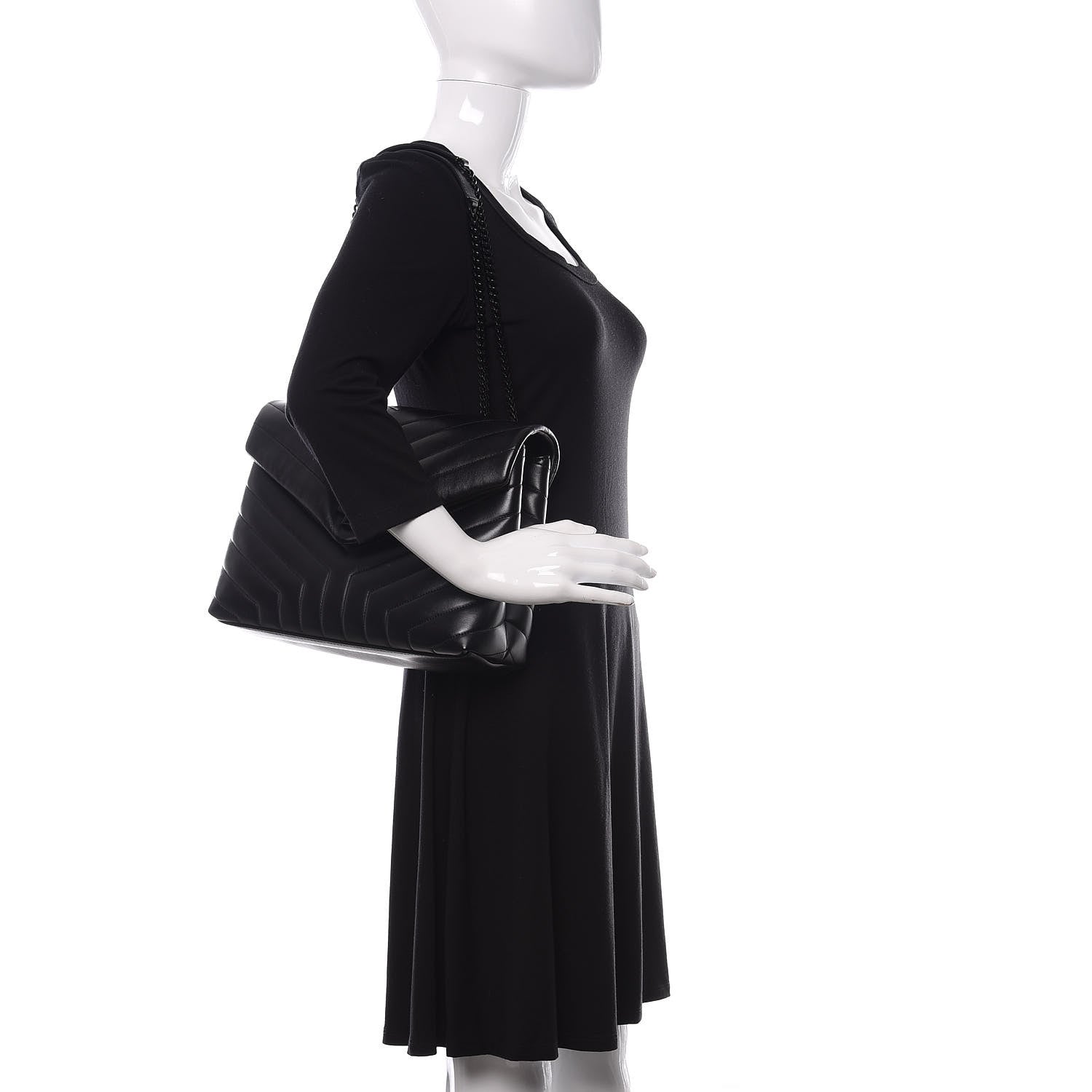 Saint Laurent Calfskin Y Quilted Monogram Medium Loulou Chain Satchel Black 2 of 12