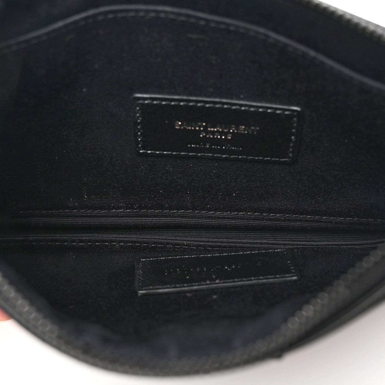 Saint Laurent Grain De Poudre Polka-Dog Monogram Bill Pouch Black 5 of 8