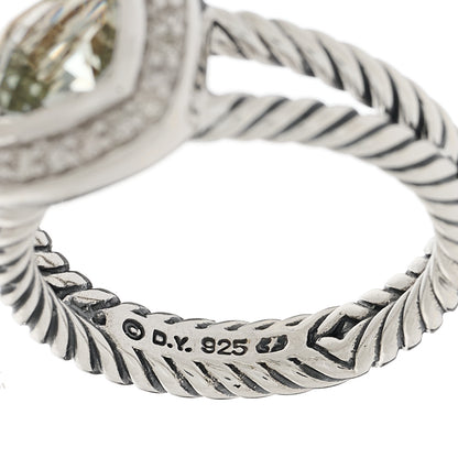 David Yurman Sterling Silver Diamond Prasiolite 7mm Petite Albion Ring 54 7 4 of 4