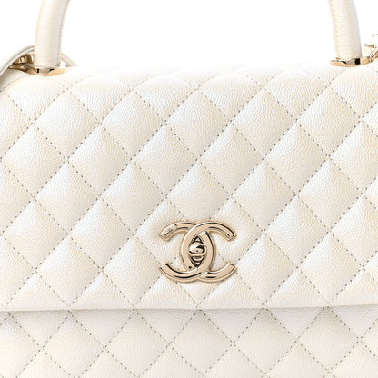 Chanel Iridescent Caviar Quilted Small Coco Handle Flap White 8 of 11
