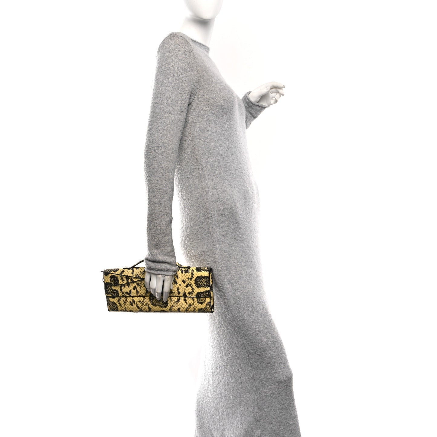 Snakeskin Long Andiamo Top Handle Clutch
