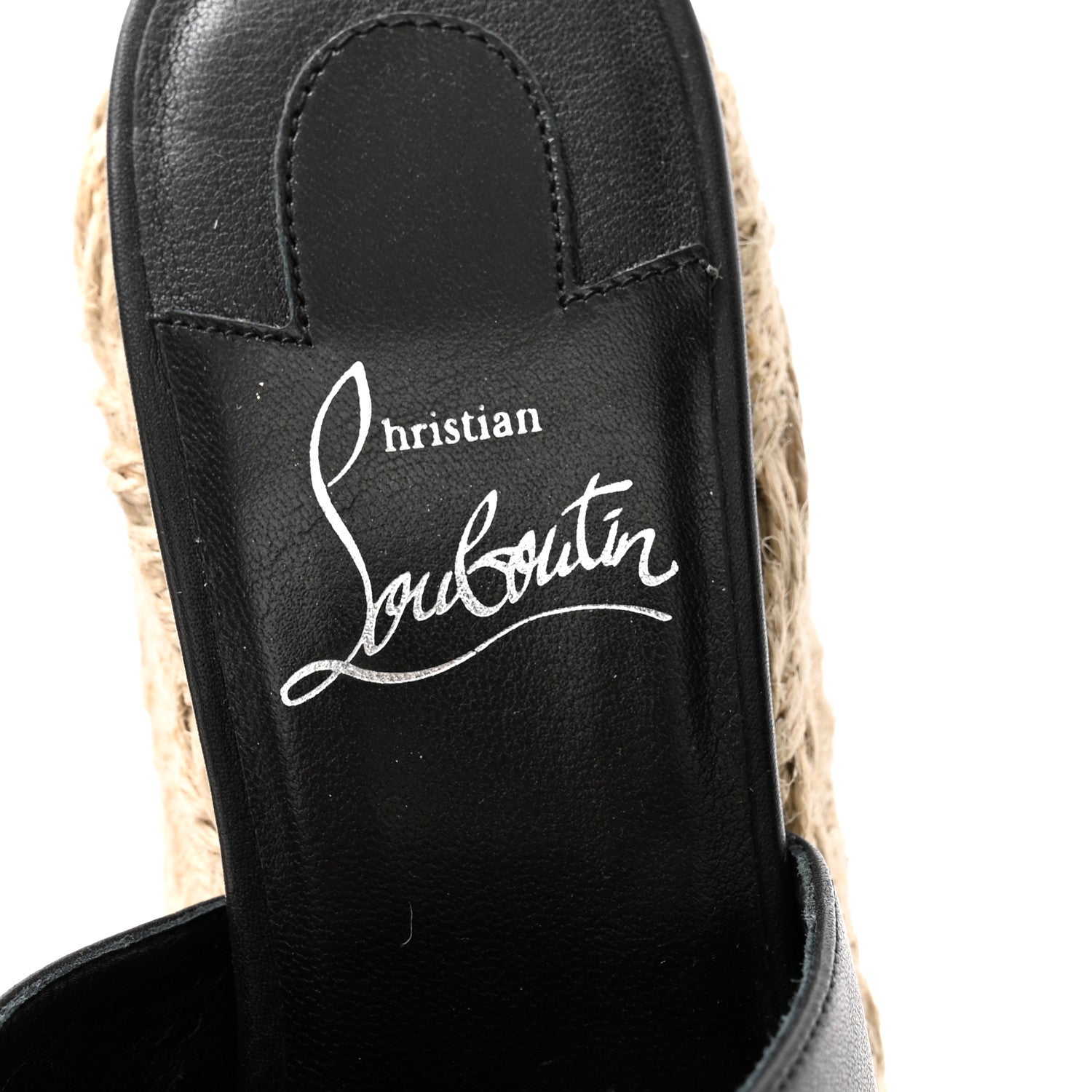 Christian Louboutin Calfskin Ariella Zeppa 130 Espadrille Sandals 37 Black Naturel 6 of 10