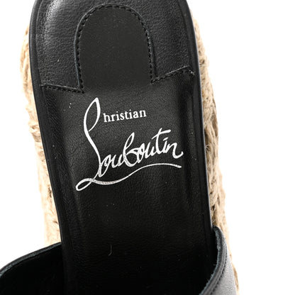 Christian Louboutin Calfskin Ariella Zeppa 130 Espadrille Sandals 37 Black Naturel 6 of 10