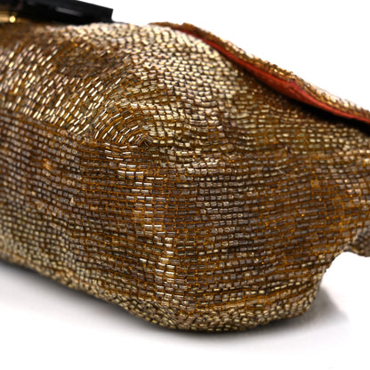 Fendi Beaded Baguette Beige Gold 8 of 21