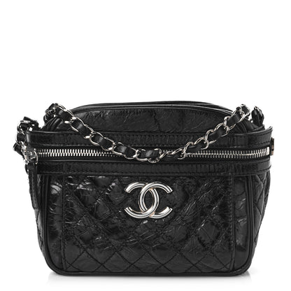 Chanel Glazed Crackled Calfskin Quilted CC Crossbody Black 1 of 10