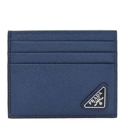 Prada Saffiano Triangle Card Case Blue 1 of 8