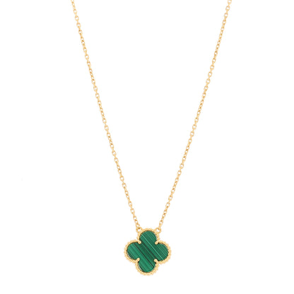 Van Cleef & Arpels 18K Yellow Gold Malachite Vintage Alhambra Pendant Necklace 1 of 5
