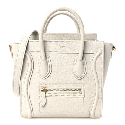 Celine Drummed Calfskin Nano Luggage Chalk 1 of 10