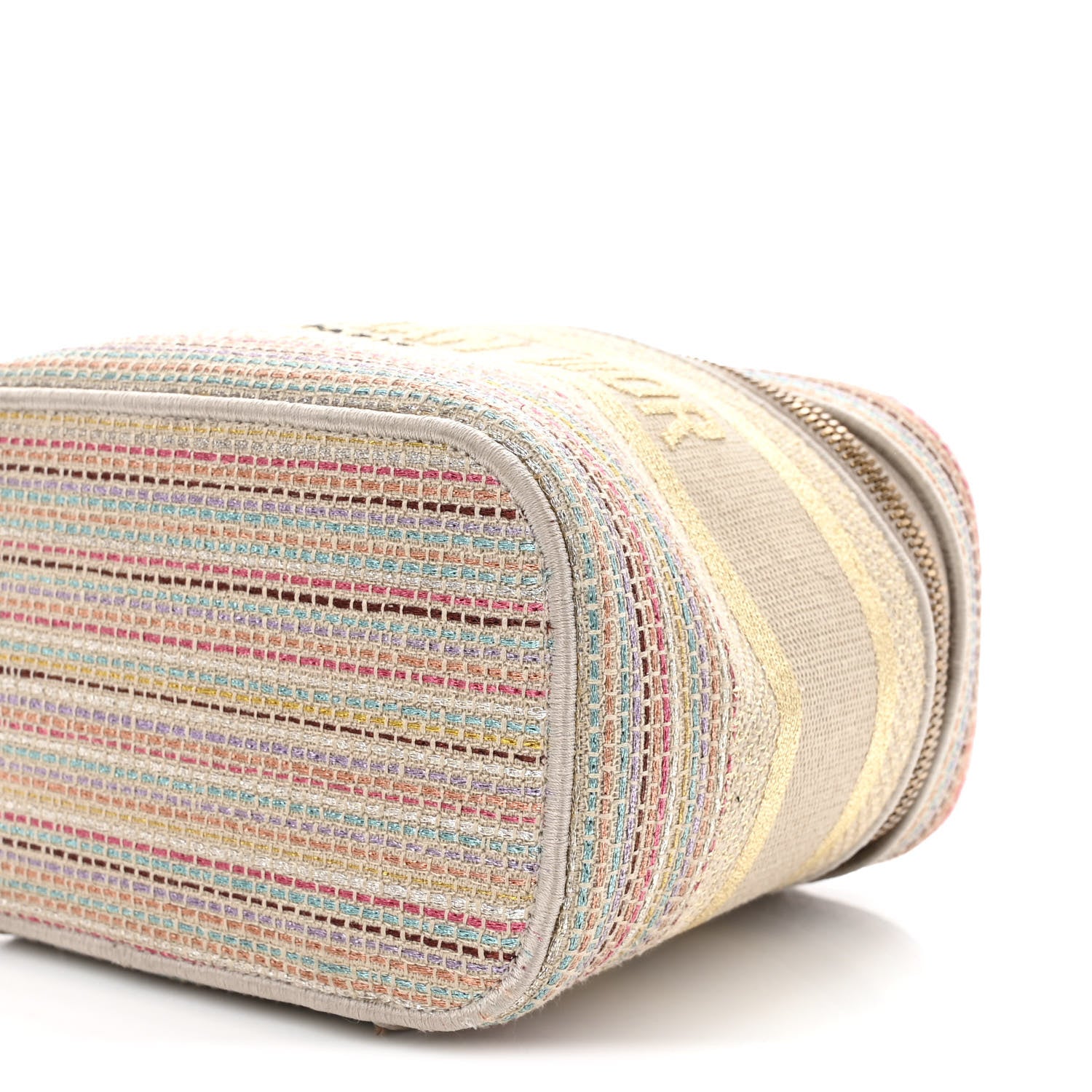Christian Dior Canvas Embroidered Stripes Diortravel Vanity Case Multicolor 9 of 10