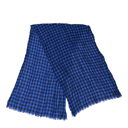Louis Vuitton Cashmere Wool Etole Monogram Checks Scarf Blue 2 of 3