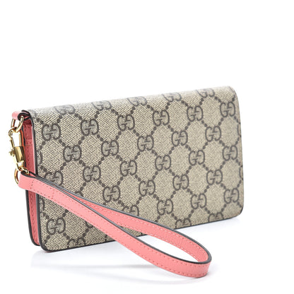 Gucci GG Supreme Monogram Embroidered Face iPhone 6 Case Wristlet Pink 2 of 8