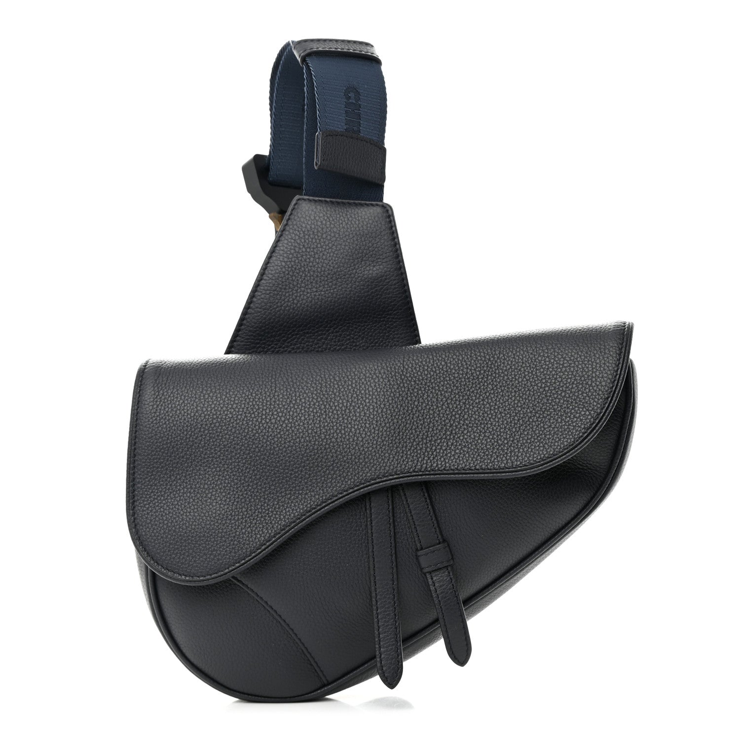 Christian Dior Grained Calfskin Mens Saddle Bag Navy Blue 1 of 11