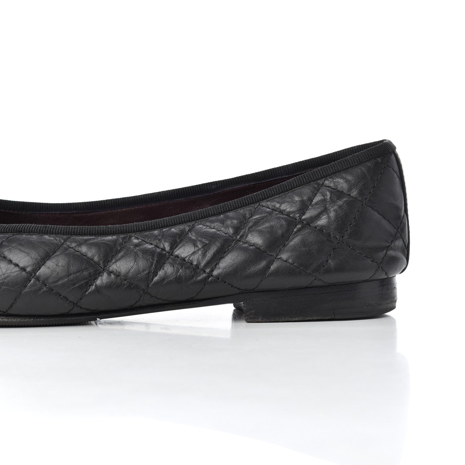Chanel Aged Calfskin Quilted CC Cap Toe Ballerina Flats 39.5 Black 15 of 21