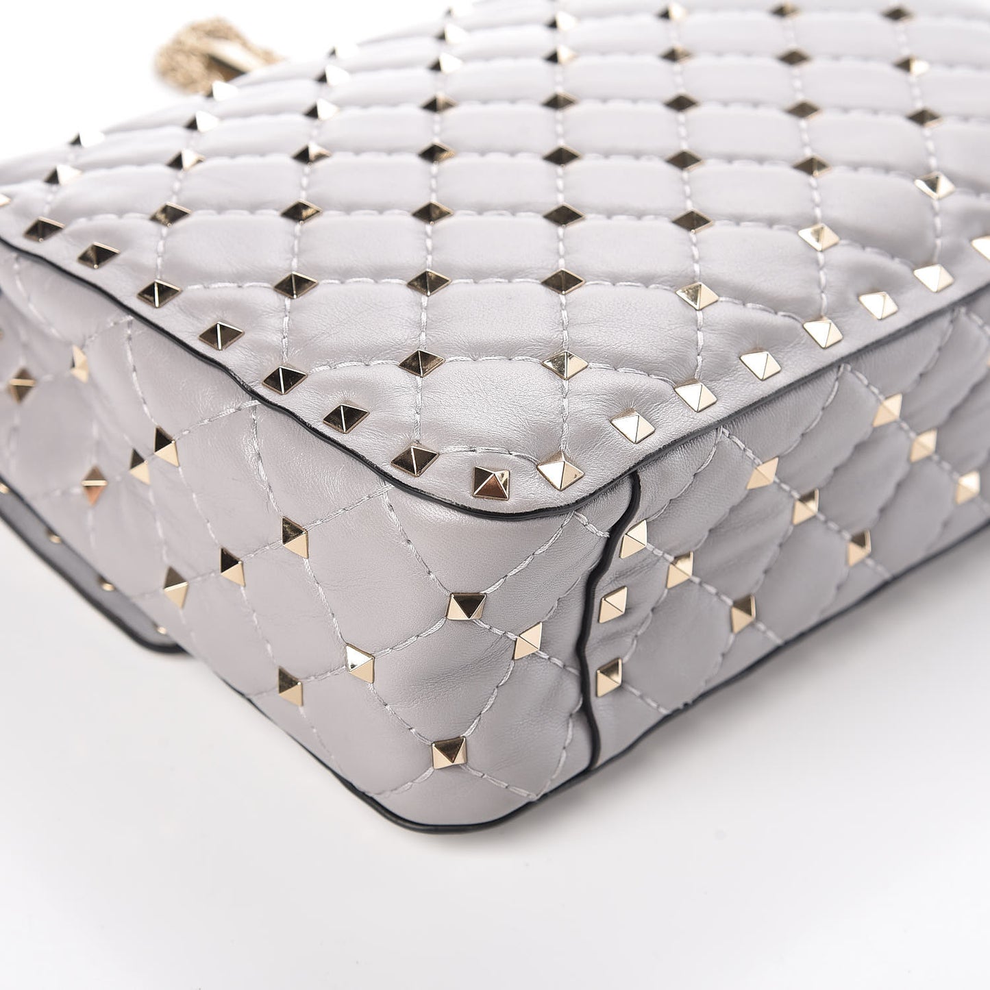 Nappa Medium Rockstud Spike Shoulder Bag Grey