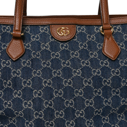 Gucci New Denim GG Monogram Medium Ophidia Shopping Tote Blue Tea Cuir 8 of 10