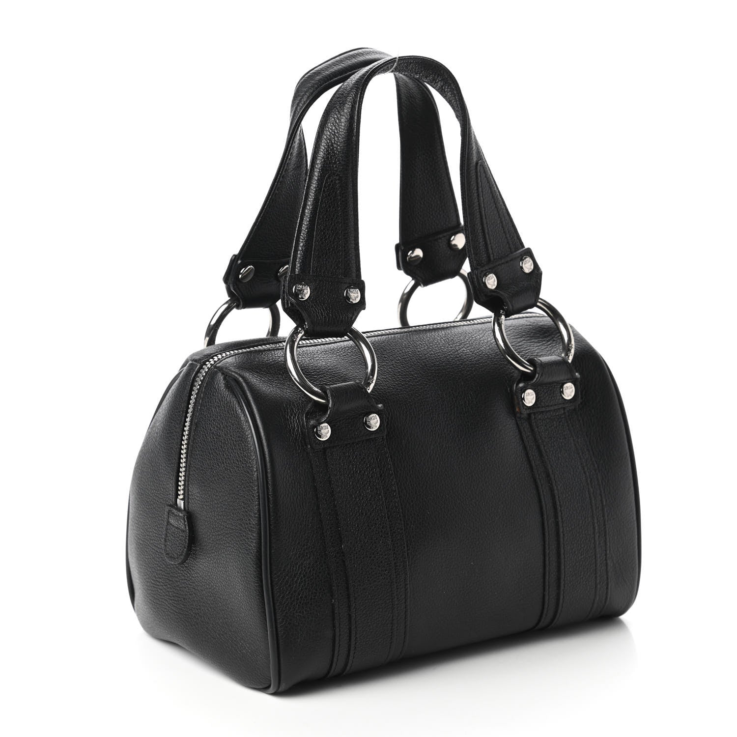 MCM Grained Calfskin Studded Boston Bag Black 3 of 9