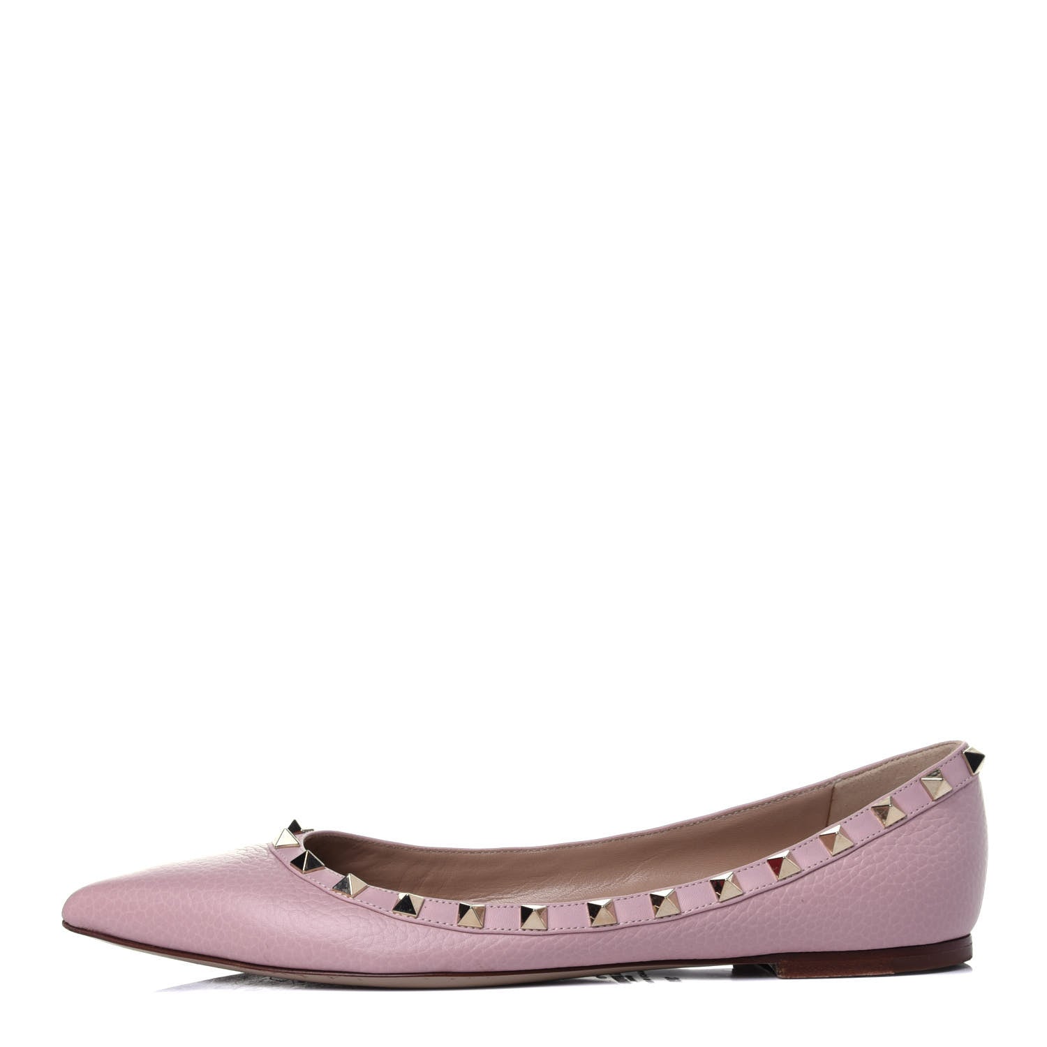 Valentino Garavani Pebbled Calfskin Rockstud Ballerina Flats 39.5 Water Rose 1 of 11