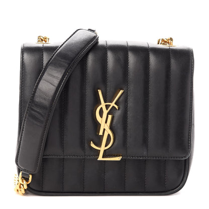 Saint Laurent Lambskin Matelasse Monogram Medium Vicky Chain Bag Black 1 of 10