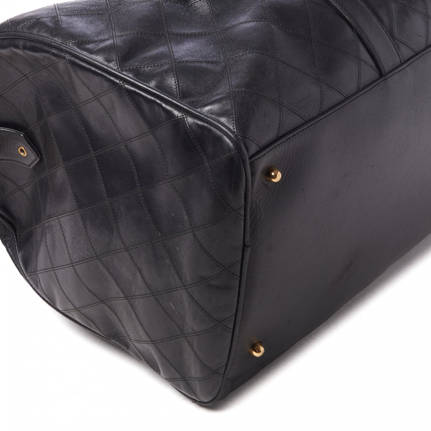 Calfskin Stitched Duffel Bag Black