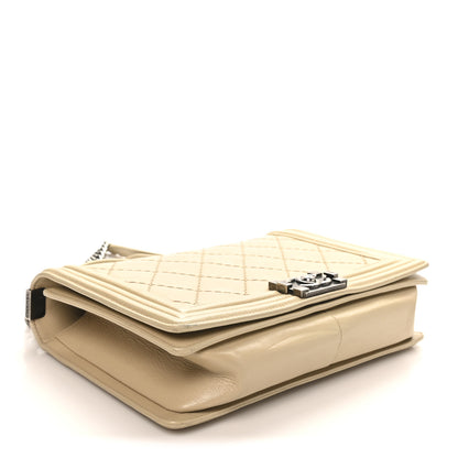 Chanel Calfskin Quilted Double Stitch New Medium Boy Flap Beige 4 of 10