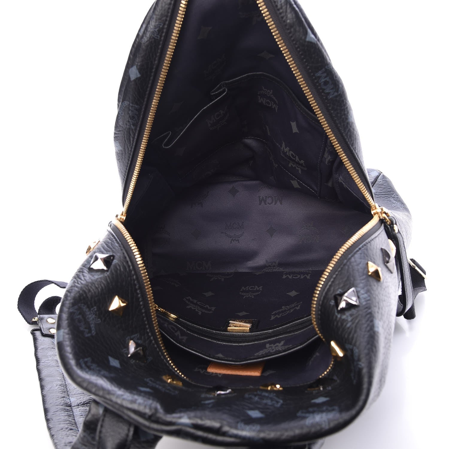 MCM Visetos Studded Medium Stark M Backpack Black 6 of 11