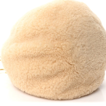 Celine Pleated Shearling Triomphe Bag  Natural 9 of 10