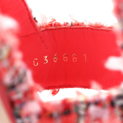 Chanel Tweed CC Logo Thong Sandals 37 Pink 8 of 9