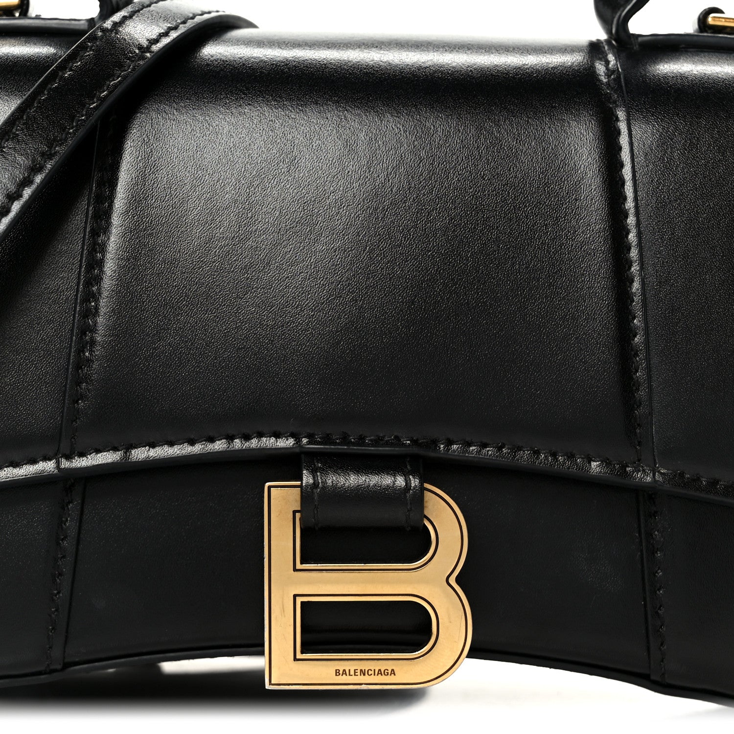 Balenciaga Shiny Box Calfskin Hourglass Top Handle Bag XS Black 8 of 10