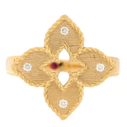 Roberto Coin 18K Yellow Gold Diamond Petite Venetian Princess Flower Ring 51 5.75 1 of 4