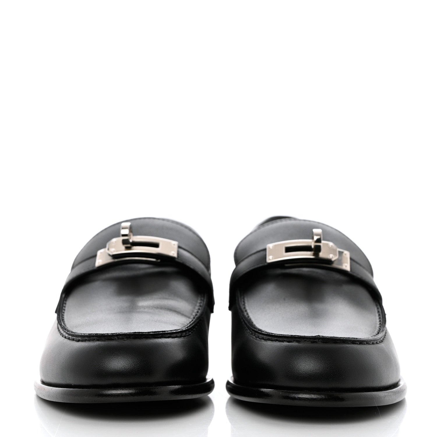 Hermes Calfskin Womens Destin Loafer 38 Black 2 of 9