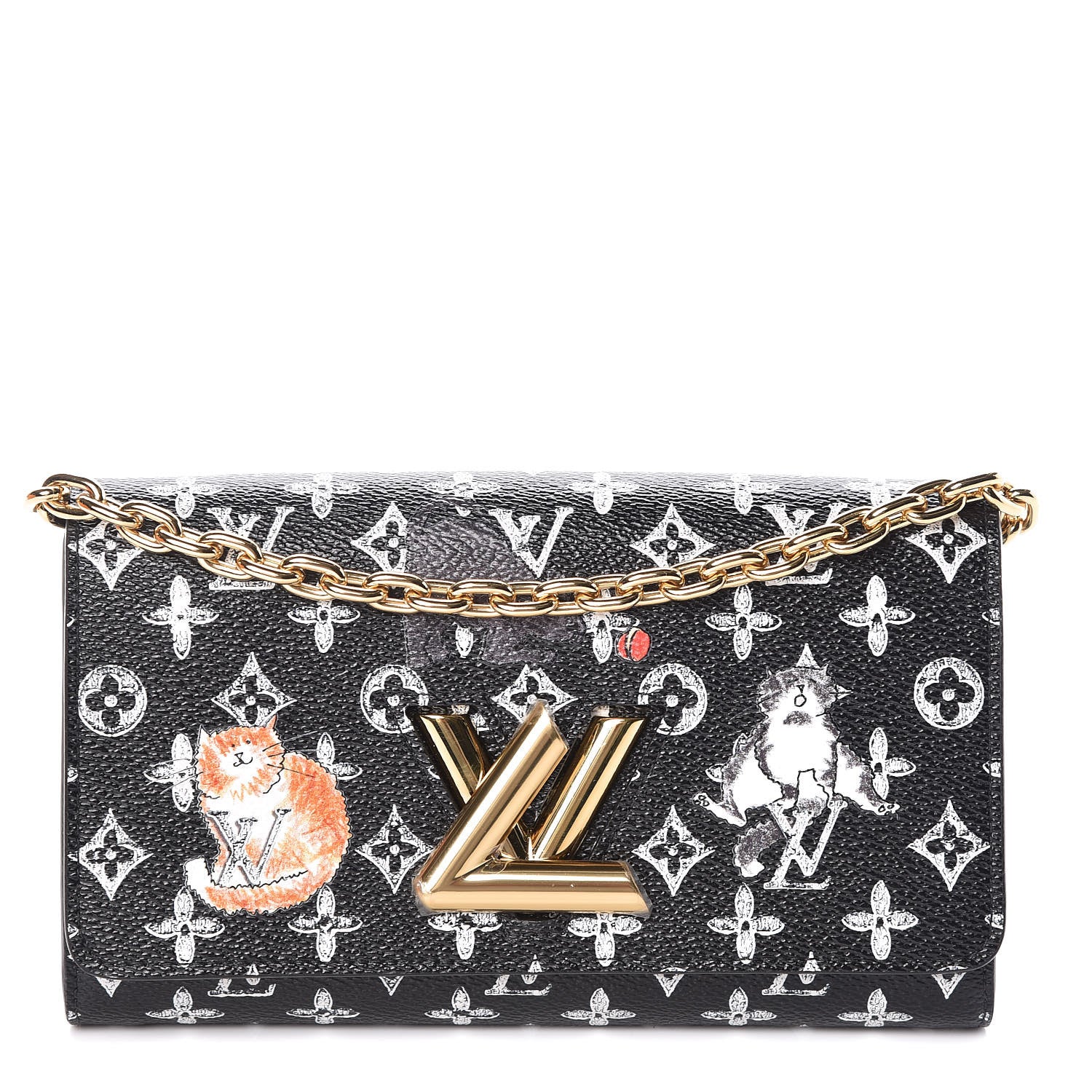 Louis Vuitton Catogram Twist Chain Wallet Black 1 of 11