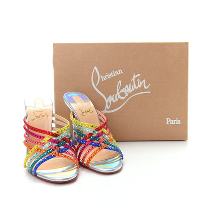 Christian Louboutin Specchio Calfskin Crystal Marthastrass 100 Slide Sandals 37.5 Silver Multicolor 6 of 10