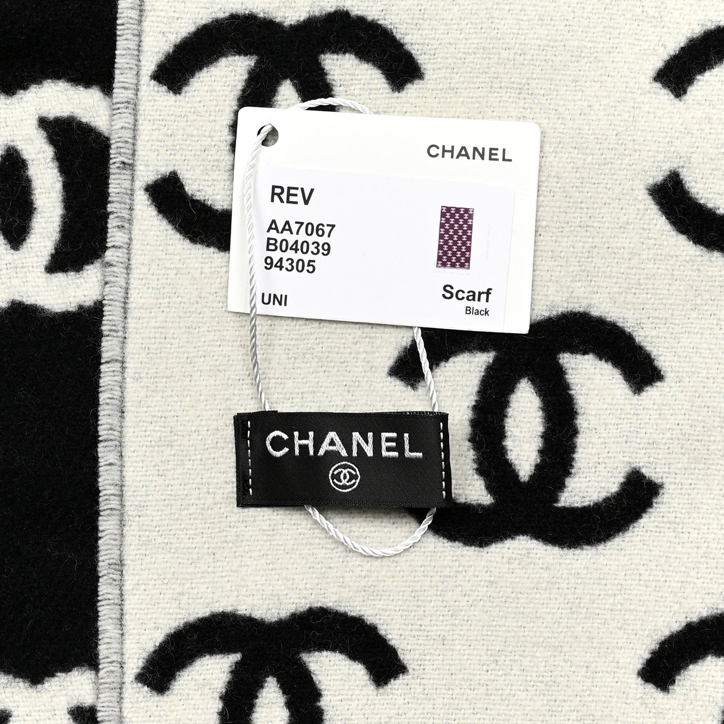 Wool Cashmere CC Scarf Black White