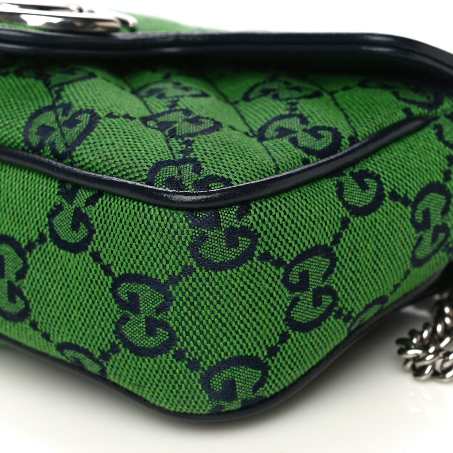 Gucci Monogram Multicolor Matelasse Diagonal Super Mini GG Marmont Shoulder Bag Green Blue 9 of 10