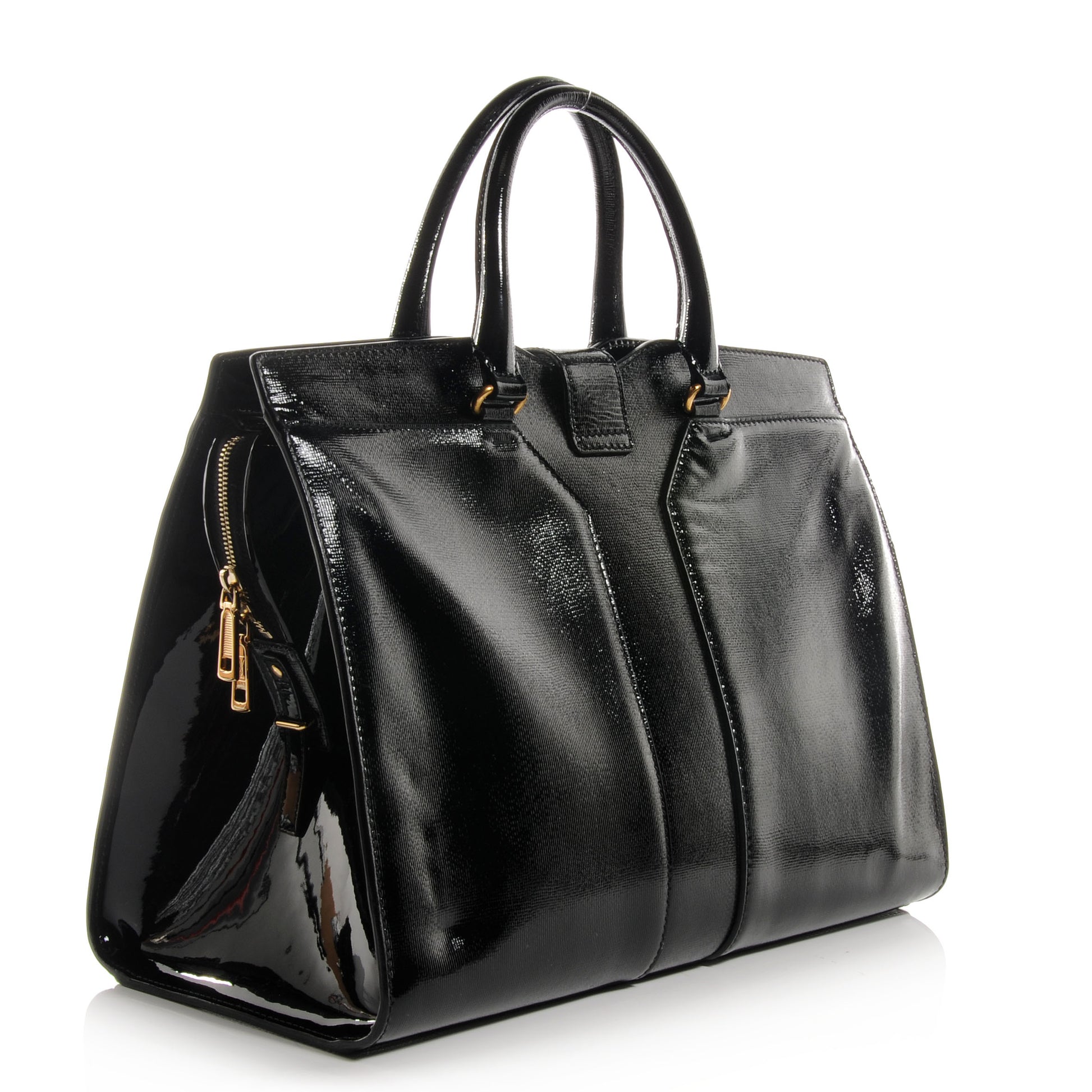 Saint Laurent Textured Patent Leather Large Cabas Chyc Black 3 of 8