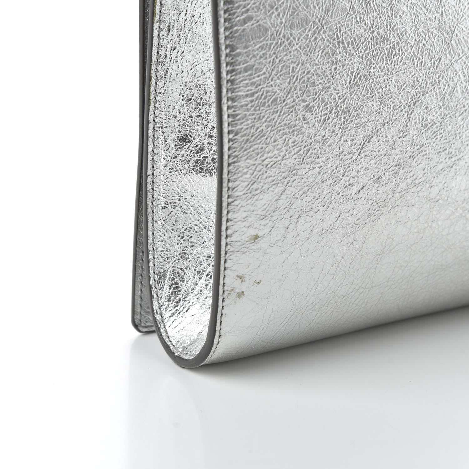 Saint Laurent Metallic Calfskin Monogram Large Belle De Jour Clutch Moon 10 of 10
