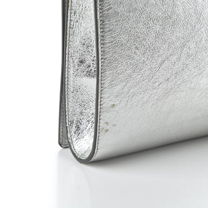 Saint Laurent Metallic Calfskin Monogram Large Belle De Jour Clutch Moon 10 of 10