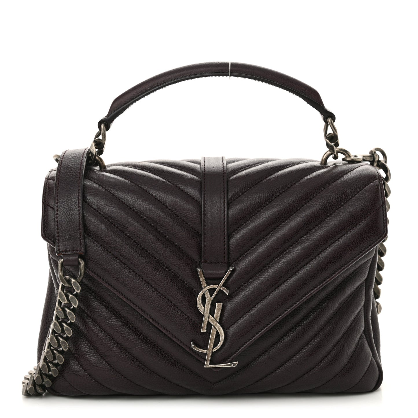 Sheepskin Matelasse Chevron Monogram Medium College Bag Amaranto