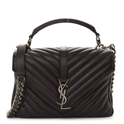 Saint Laurent Sheepskin Matelasse Chevron Monogram Medium College Bag Amaranto 1 of 14