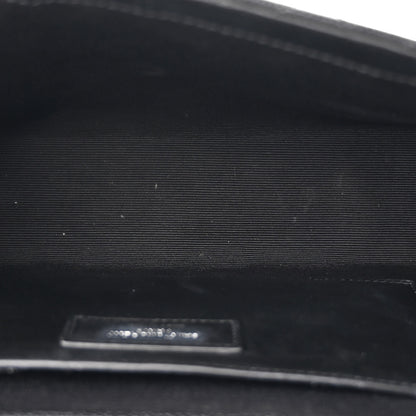 Saint Laurent Grain De Poudre Textured Mixed Matelasse Triquilt Medium Monogram Satchel Black 4 of 13