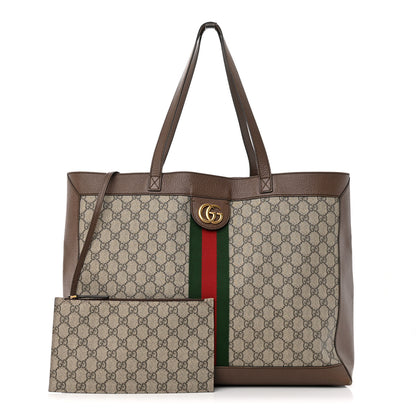 Gucci GG Supreme Monogram Web Ophidia Tote Brown 1 of 28