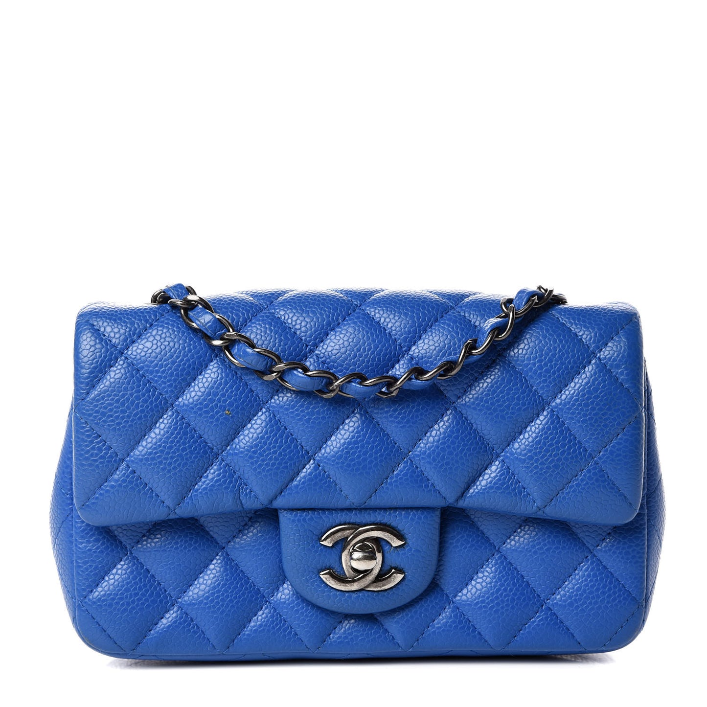 Caviar Quilted Mini Rectangular Flap Blue