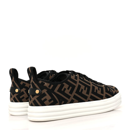 Fendi Fabric FF Micro-Perforated Rise Low Top Sneakers 40 Tobacco Black 4 of 9